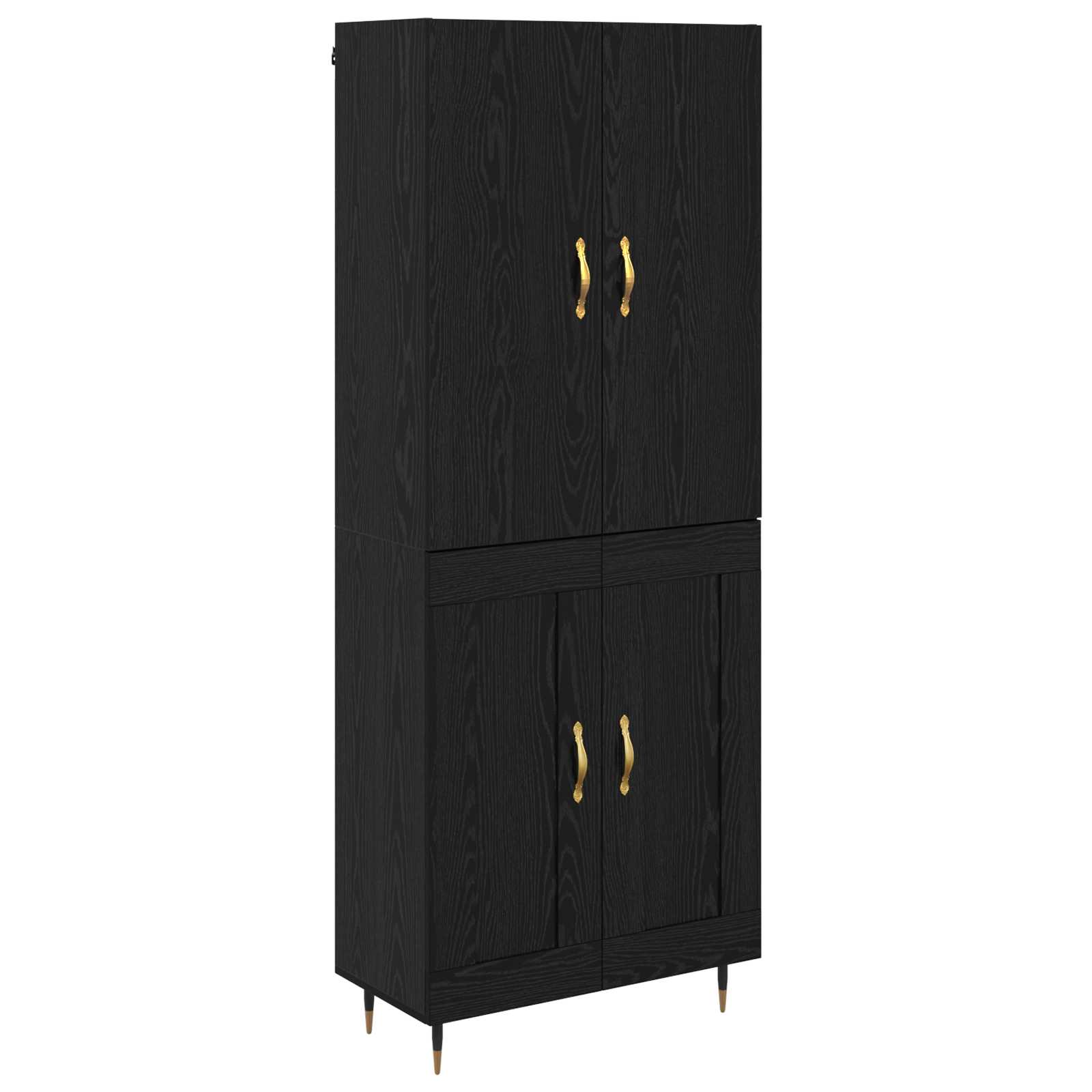 Highboard Zwart Eiken 69,5 x 34 x 180 cm Bewerkt hout is nu te koop bij PeponiXL, paradijselijk wonen!
