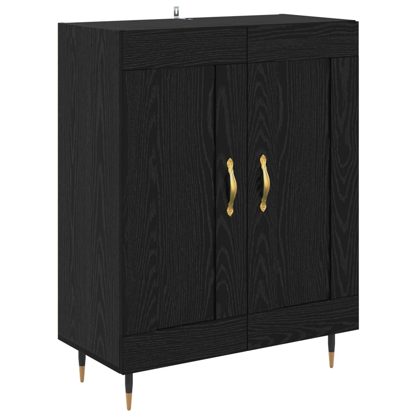 Highboard Zwart Eiken 69,5 x 34 x 180 cm Bewerkt hout is nu te koop bij PeponiXL, paradijselijk wonen!