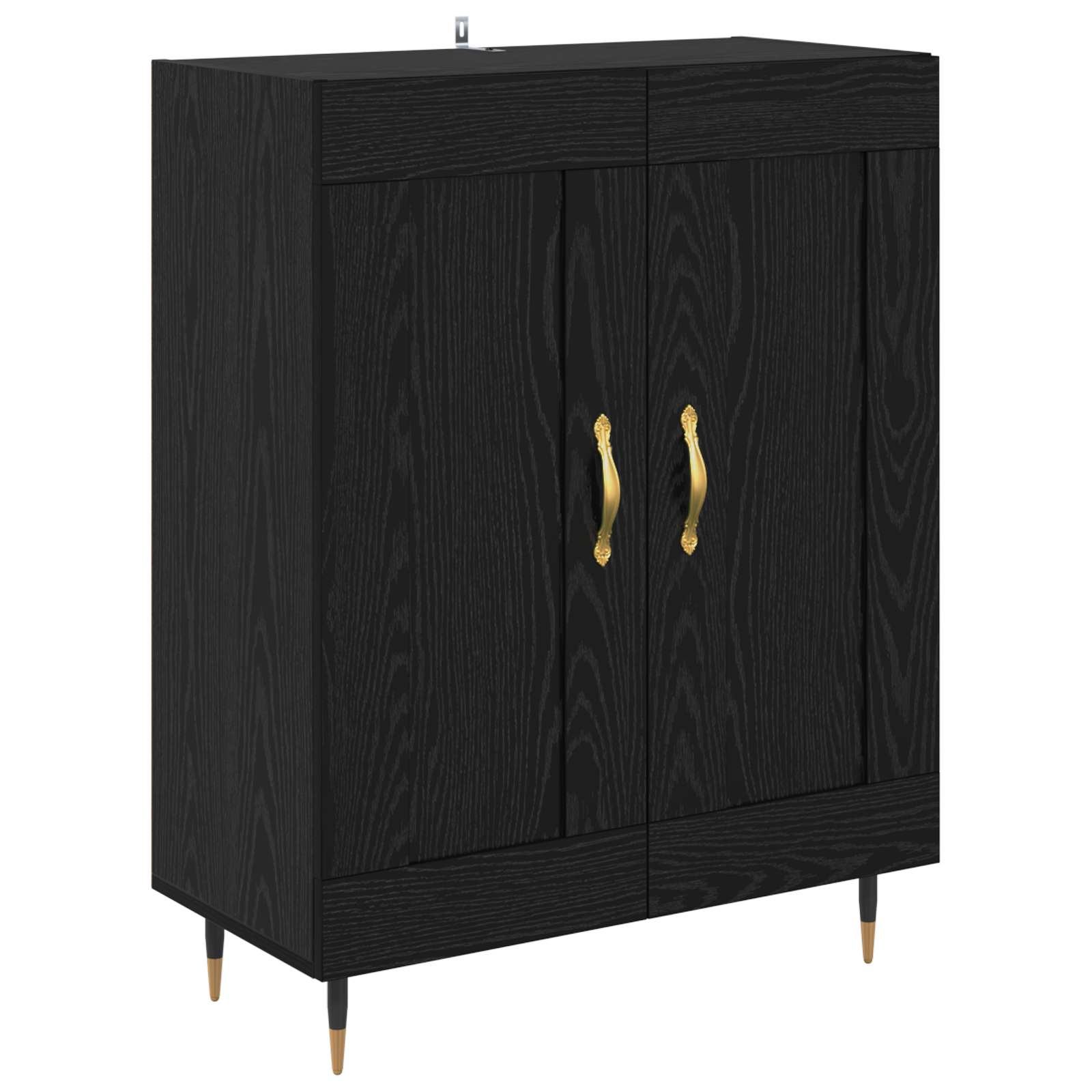 Highboard Zwart Eiken 69,5 x 34 x 180 cm Bewerkt hout is nu te koop bij PeponiXL, paradijselijk wonen!