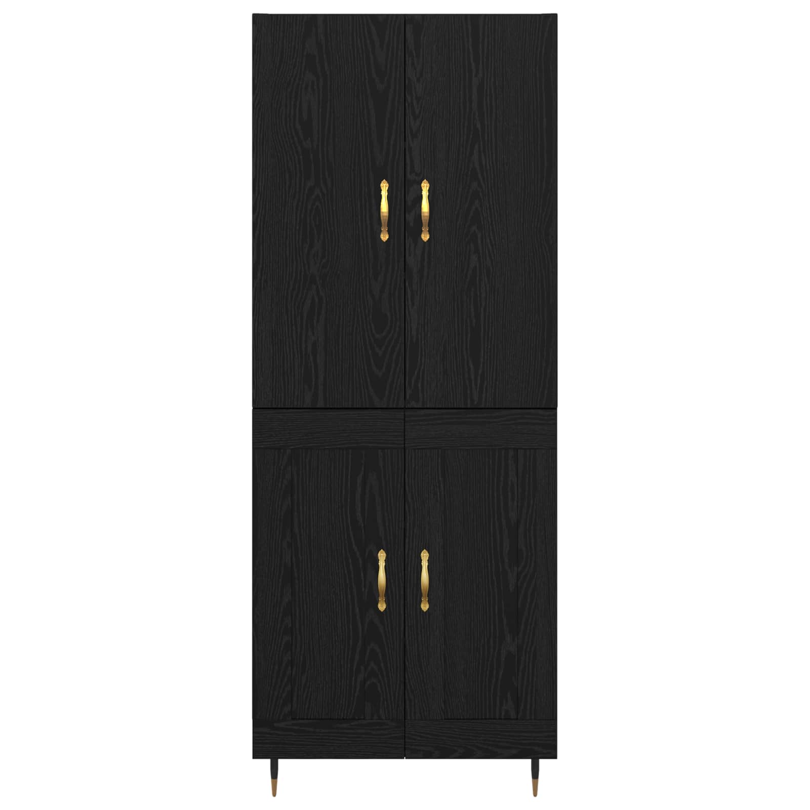 Highboard Zwart Eiken 69,5 x 34 x 180 cm Bewerkt hout is nu te koop bij PeponiXL, paradijselijk wonen!