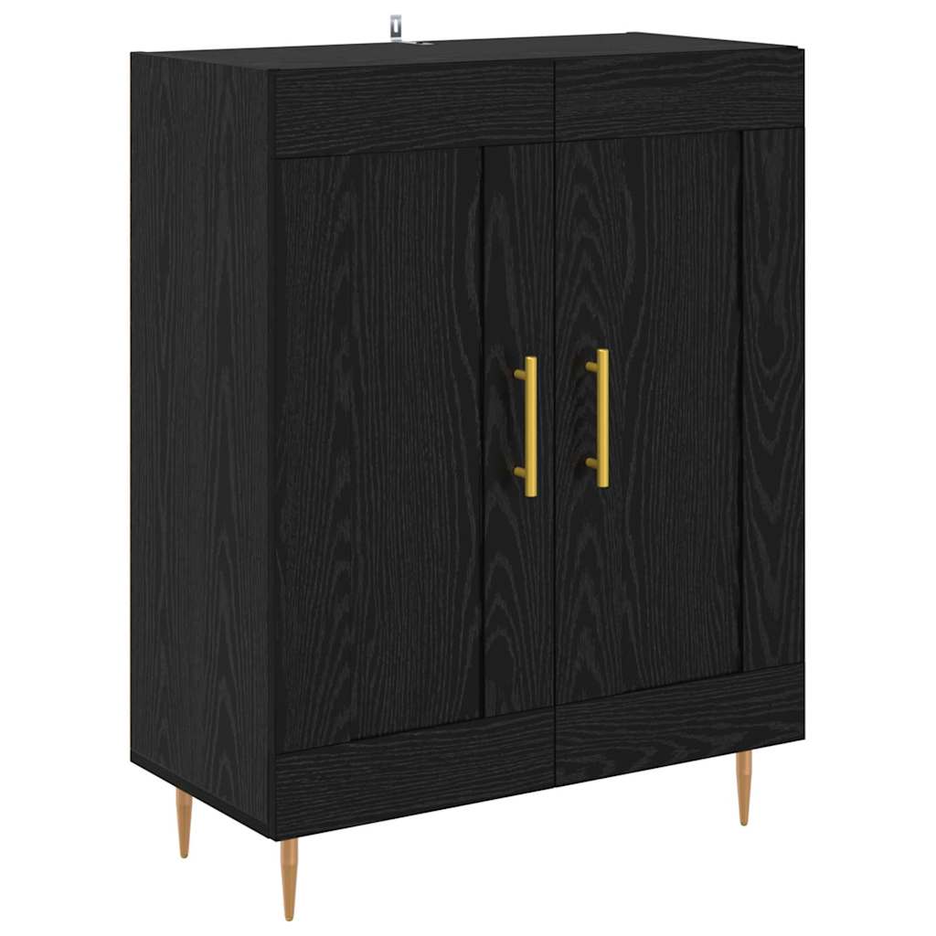 Hoge kast 2 pcs Zwart Eiken Bewerkt hout is nu te koop bij PeponiXL, paradijselijk wonen!