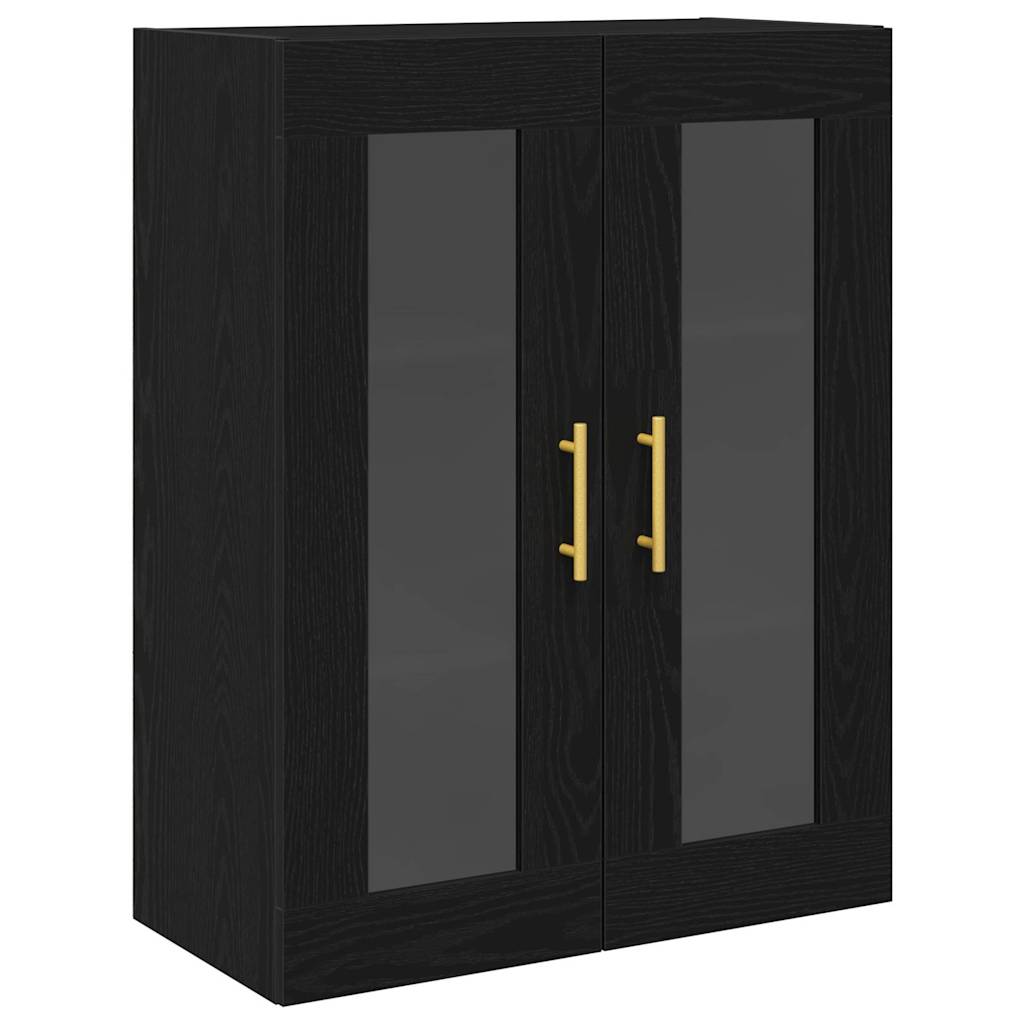 Hoge kast 2 pcs Zwart Eiken Bewerkt hout is nu te koop bij PeponiXL, paradijselijk wonen!
