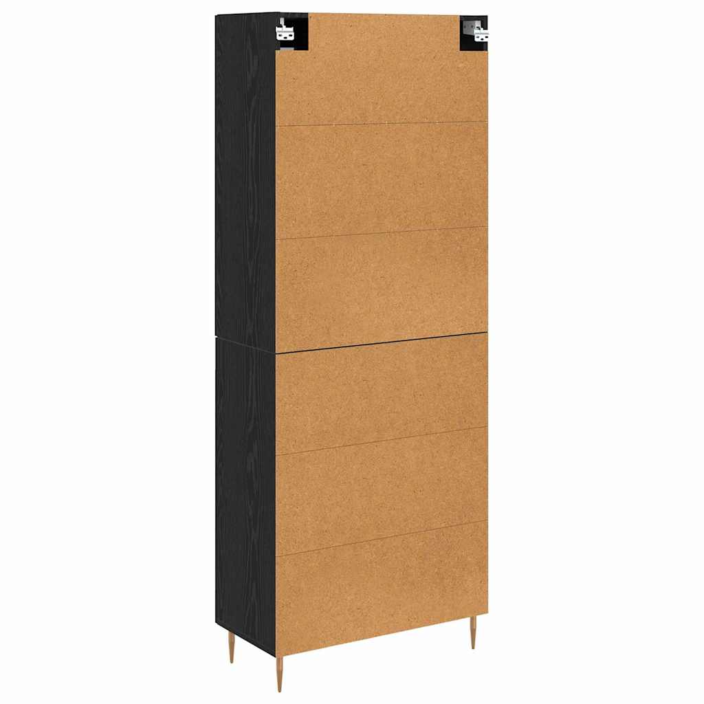 Hoge kast 2 pcs Zwart Eiken Bewerkt hout is nu te koop bij PeponiXL, paradijselijk wonen!