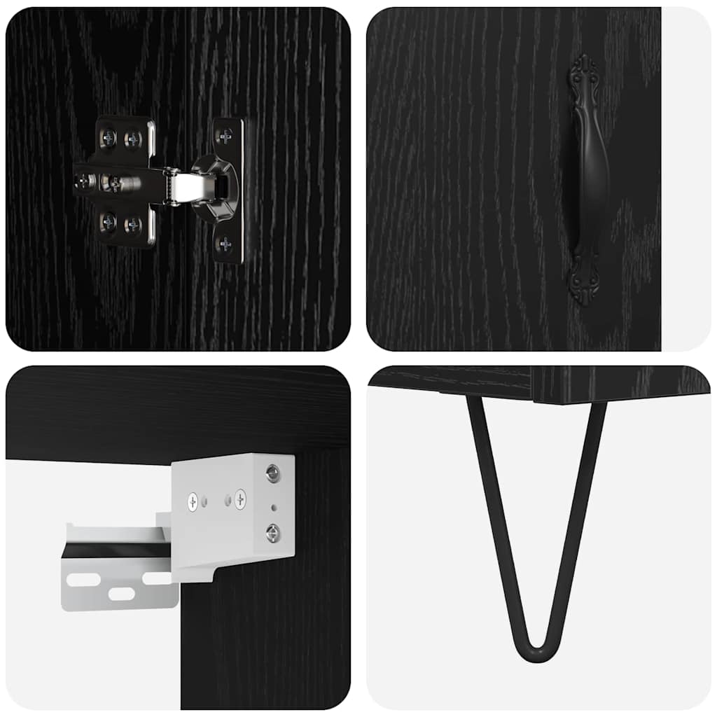 Hoge kast met lade 2 pcs Zwart Eiken Bewerkt hout is nu te koop bij PeponiXL, paradijselijk wonen!