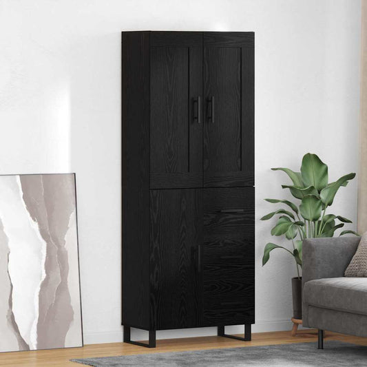 Hoge kast met lade Zwart Eiken 69,5 x 34 x 180 cm Bewerkt hout is nu te koop bij PeponiXL, paradijselijk wonen!