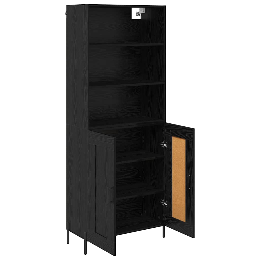 Hoge kast Zwart eiken 69,5 x 34 x 180 cm Bewerkt hout is nu te koop bij PeponiXL, paradijselijk wonen!