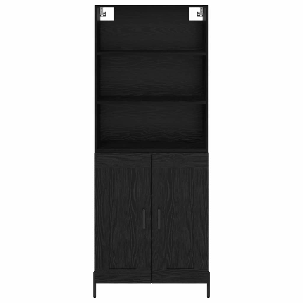 Hoge kast Zwart eiken 69,5 x 34 x 180 cm Bewerkt hout is nu te koop bij PeponiXL, paradijselijk wonen!