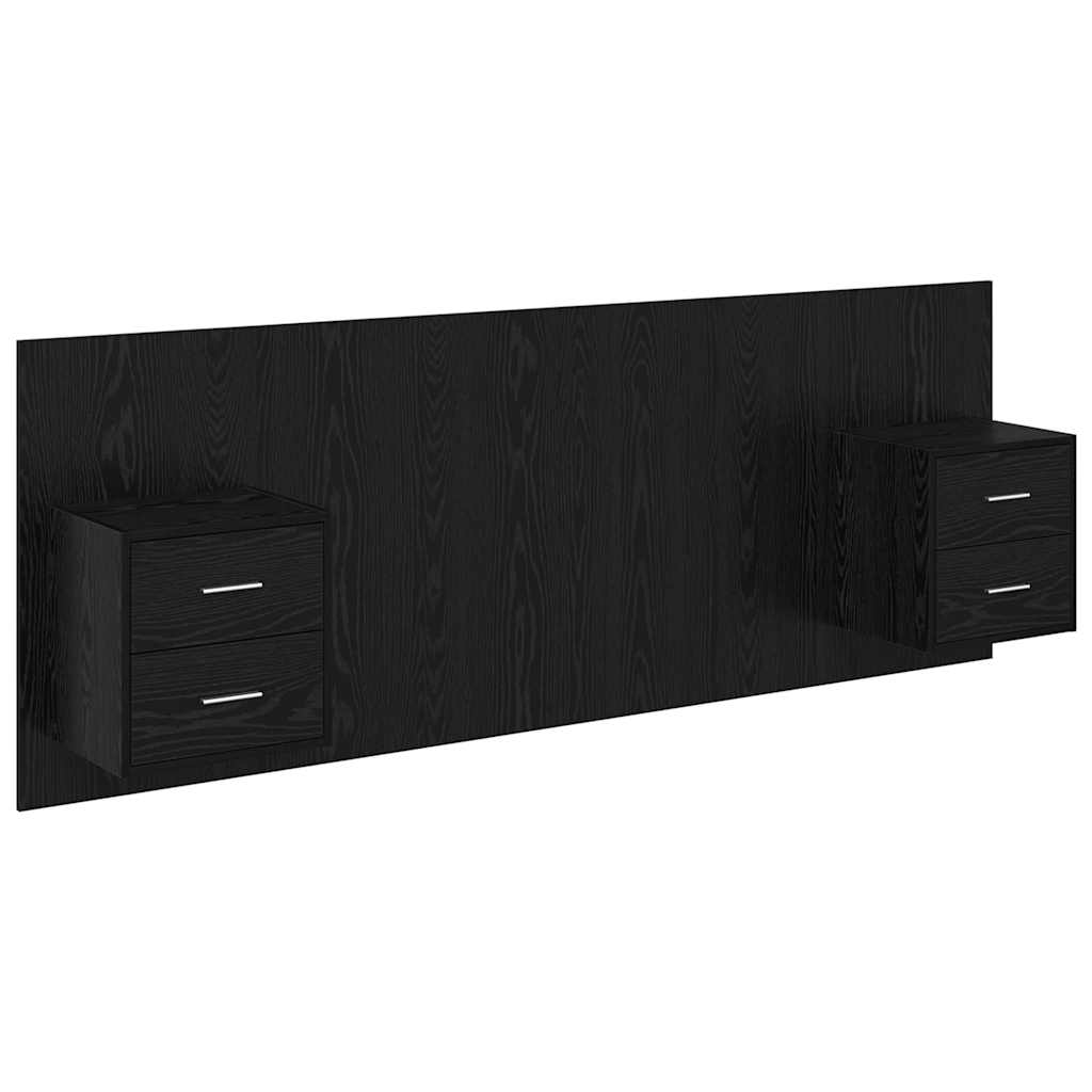Hoofdbord Met Kast met lade 3 pcs Zwart Eiken Bewerkt hout is nu te koop bij PeponiXL, paradijselijk wonen!