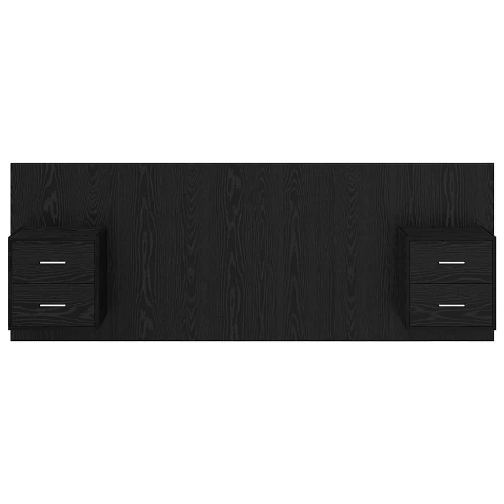 Hoofdbord Met Kast met lade 3 pcs Zwart Eiken Bewerkt hout is nu te koop bij PeponiXL, paradijselijk wonen!