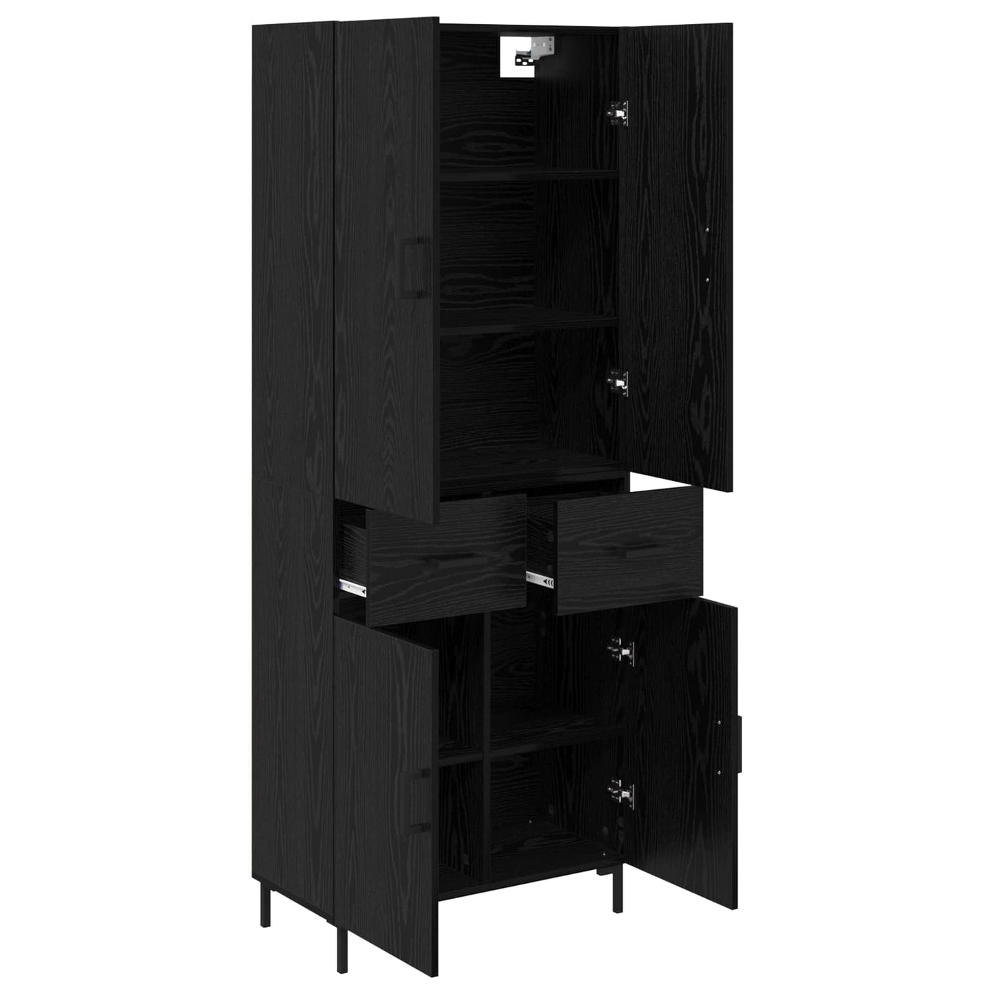 Highboard met lade Zwart Eiken 69,5 x 34 x 180 cm Bewerkt hout is nu te koop bij PeponiXL, paradijselijk wonen!