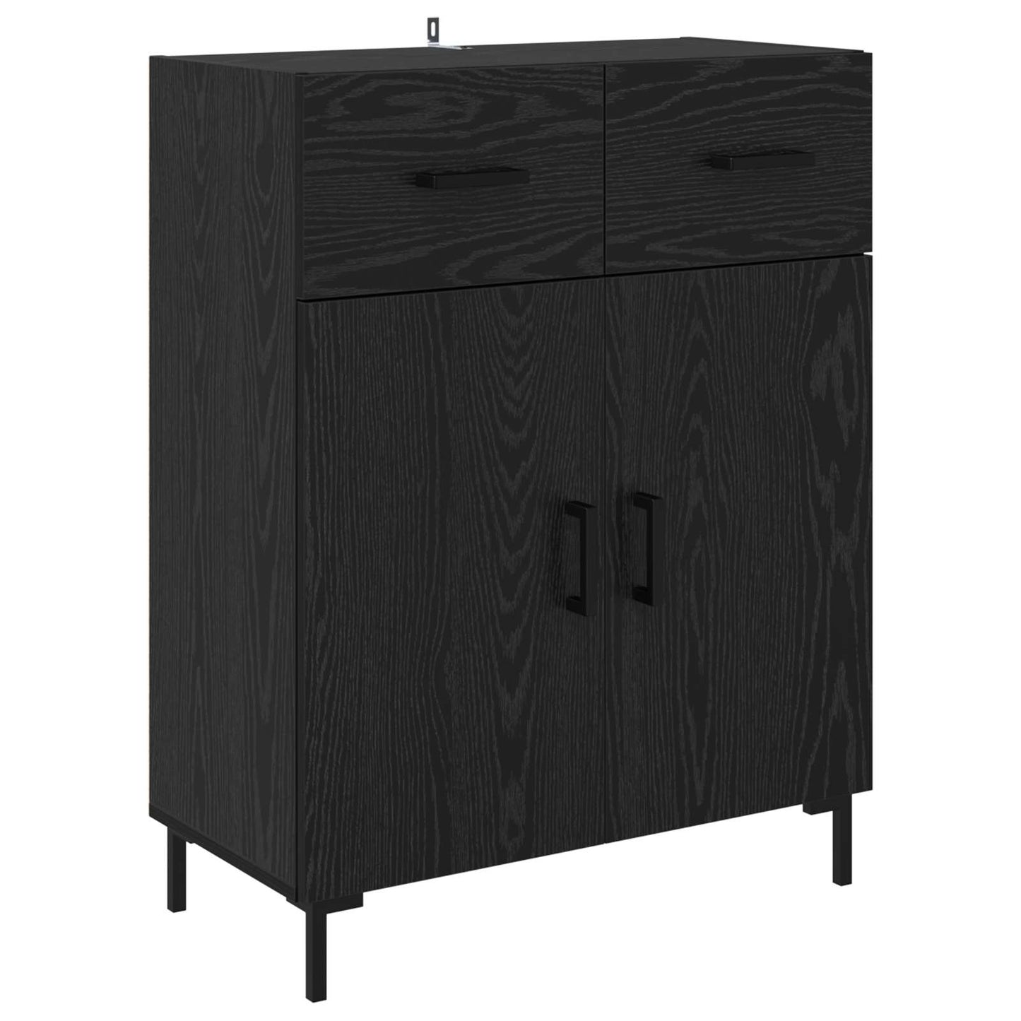 Highboard met lade Zwart Eiken 69,5 x 34 x 180 cm Bewerkt hout is nu te koop bij PeponiXL, paradijselijk wonen!