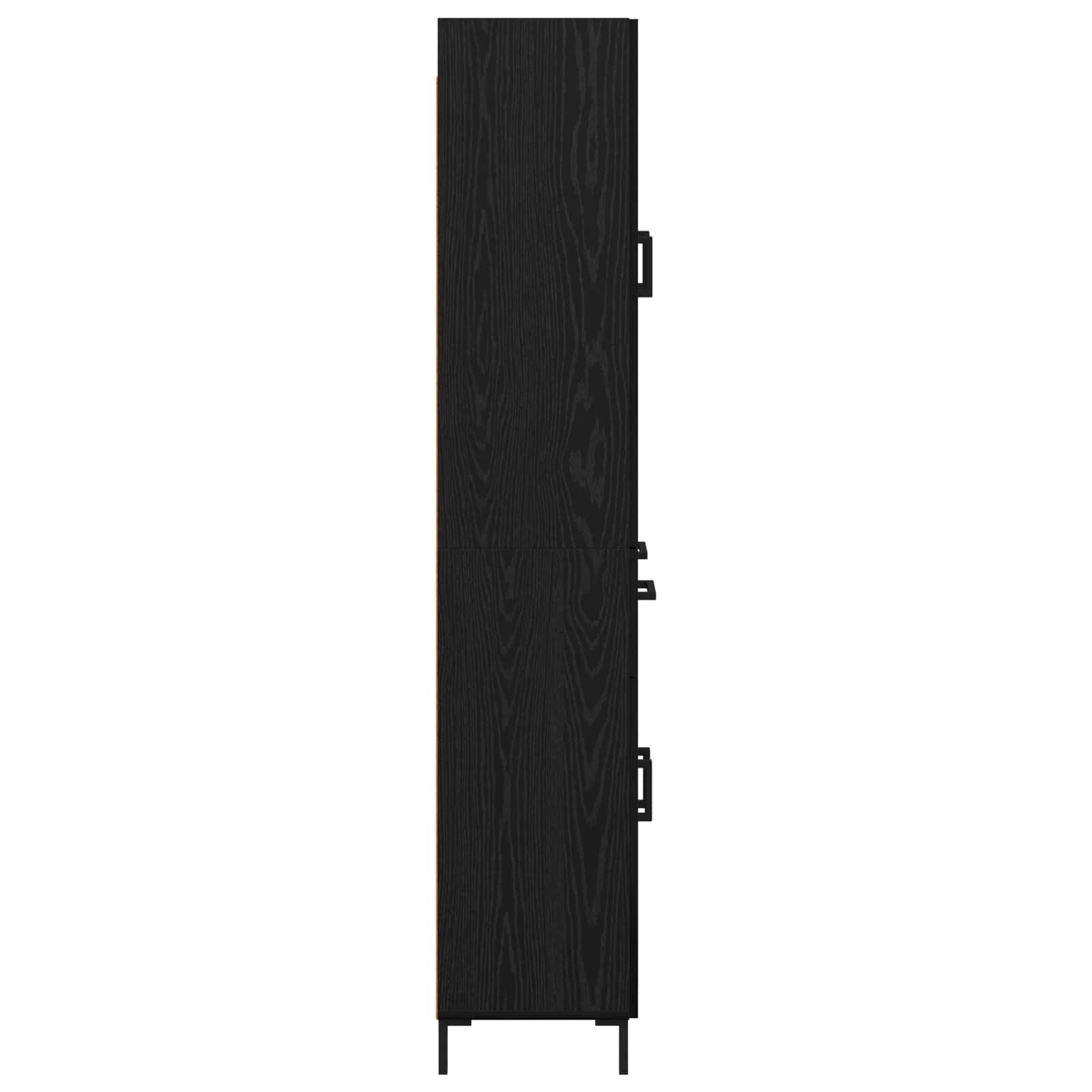 Highboard met lade Zwart Eiken 69,5 x 34 x 180 cm Bewerkt hout is nu te koop bij PeponiXL, paradijselijk wonen!