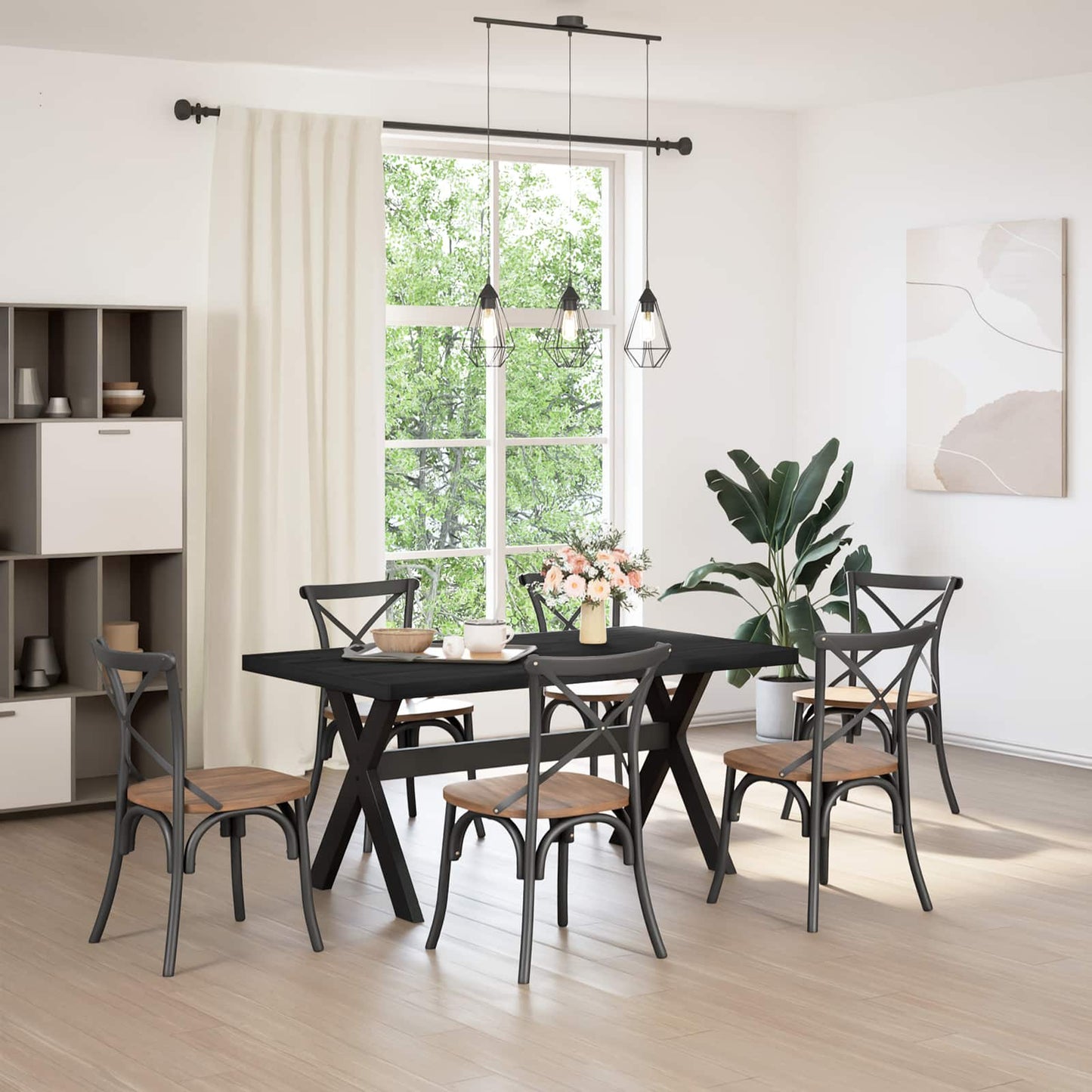 Eettafel NOAIN 160 cm Massief grenenhout Zwart Rechthoekig is nu te koop bij PeponiXL, paradijselijk wonen!