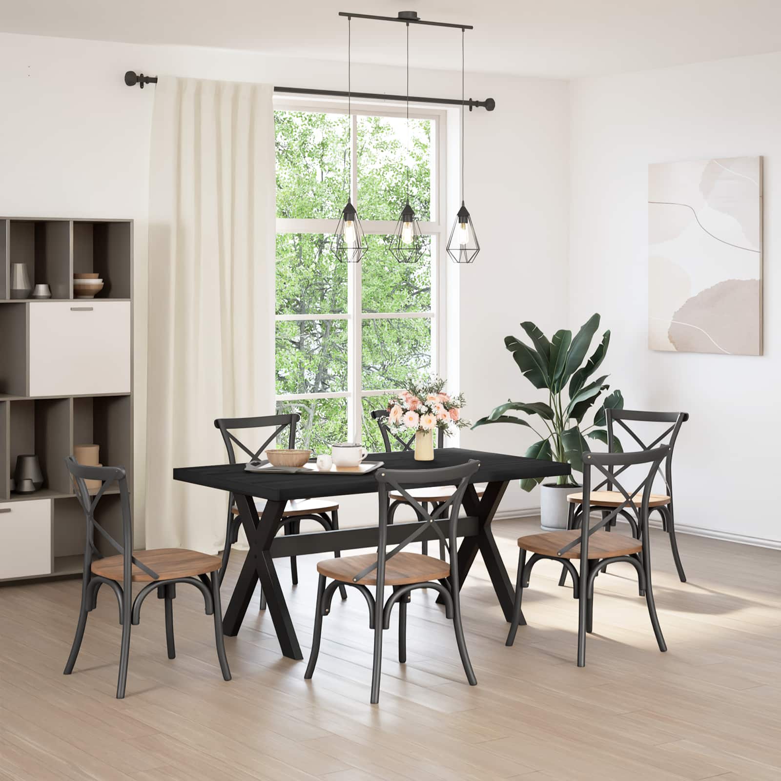 Eettafel NOAIN 160 cm Massief grenenhout Zwart Rechthoekig is nu te koop bij PeponiXL, paradijselijk wonen!