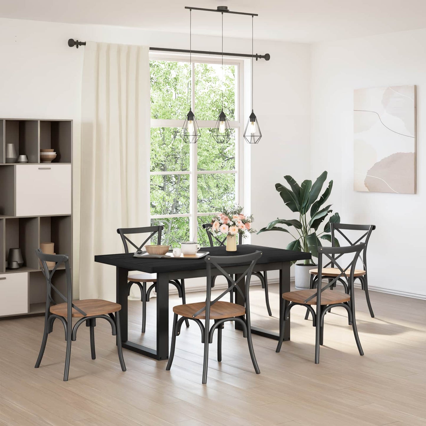 Eettafel NOAIN 160 cm Massief grenenhout Zwart Rechthoekig is nu te koop bij PeponiXL, paradijselijk wonen!