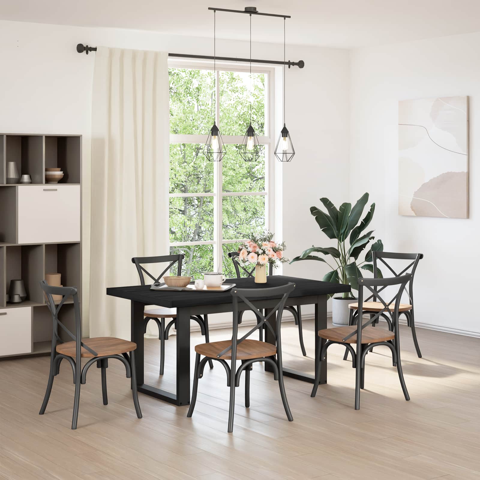 Eettafel NOAIN 160 cm Massief grenenhout Zwart Rechthoekig is nu te koop bij PeponiXL, paradijselijk wonen!