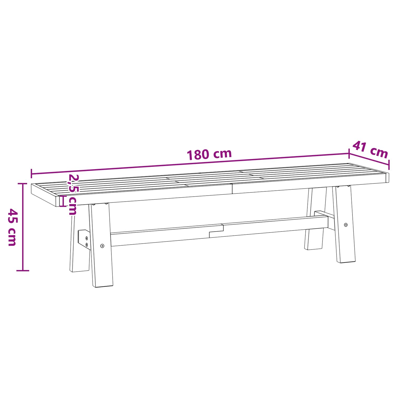 Eetbank NOAIN 180 x 41 x 45 cm Massief grenenhout Zwart is nu te koop bij PeponiXL, paradijselijk wonen!