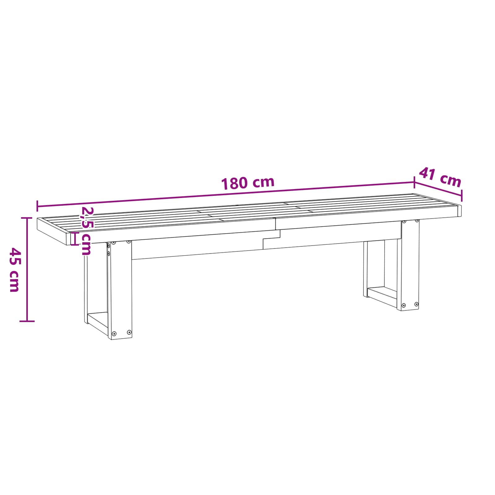Eetbank NOAIN 180 x 41 x 45 cm Massief grenenhout Zwart is nu te koop bij PeponiXL, paradijselijk wonen!