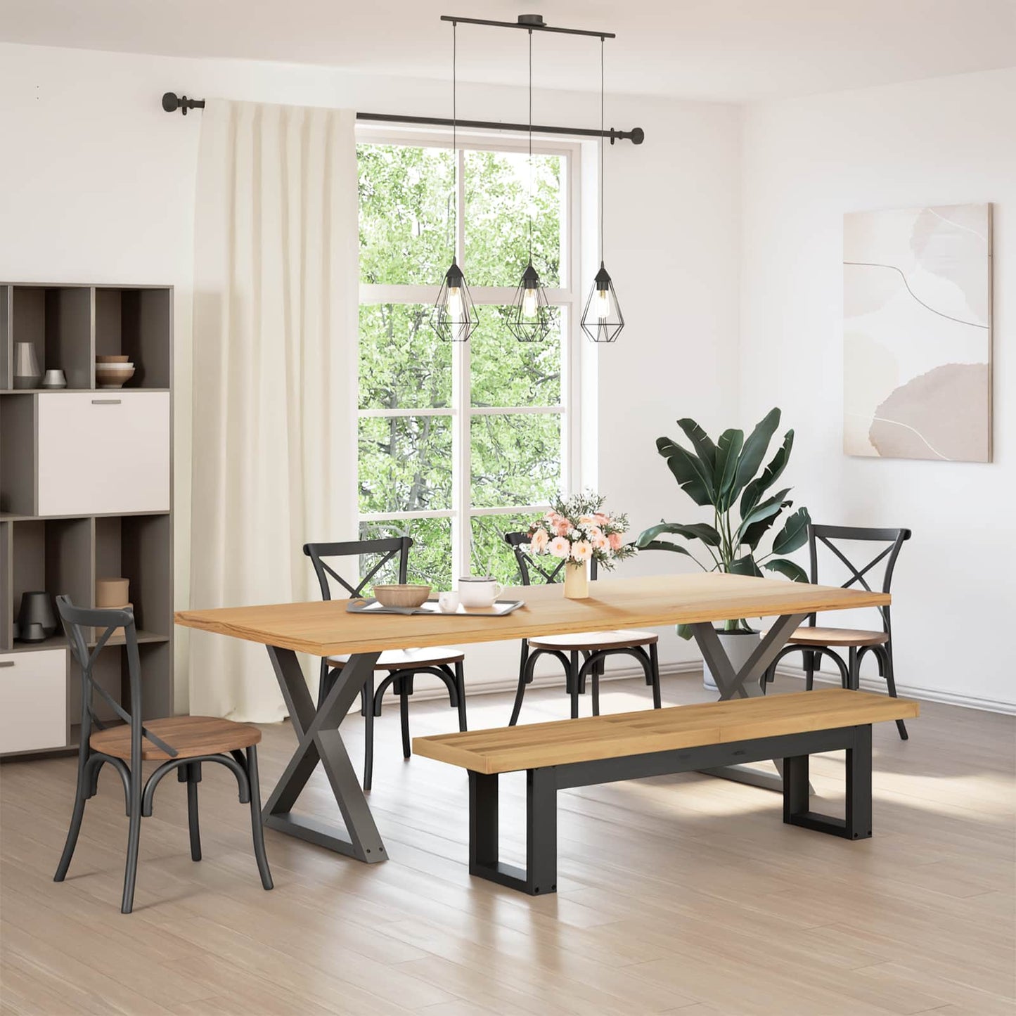 Eetbank NOAIN 160 x 41 x 45 cm Massief grenenhout Naturel is nu te koop bij PeponiXL, paradijselijk wonen!