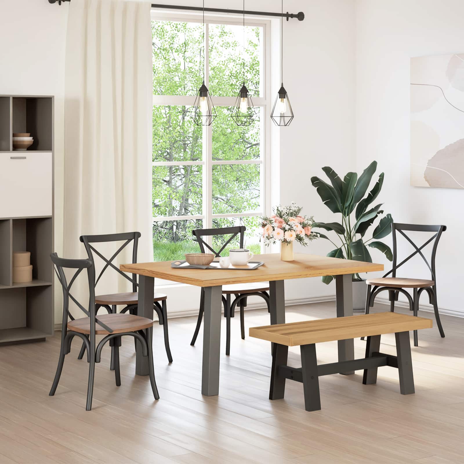 Eetbank NOAIN 120 x 41 x 45 cm Massief grenenhout Naturel is nu te koop bij PeponiXL, paradijselijk wonen!