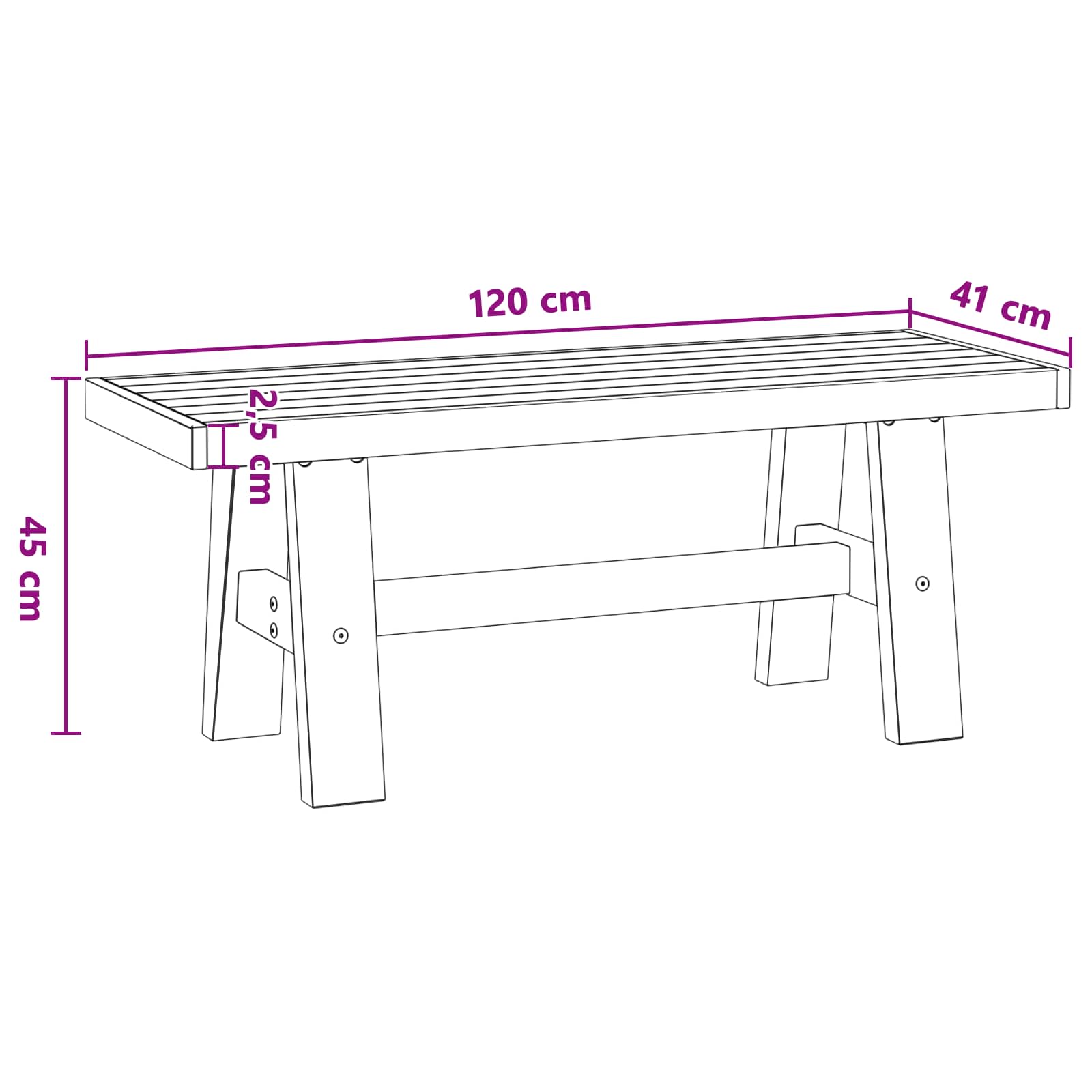 Eetbank NOAIN 120 x 41 x 45 cm Massief grenenhout Zwart is nu te koop bij PeponiXL, paradijselijk wonen!