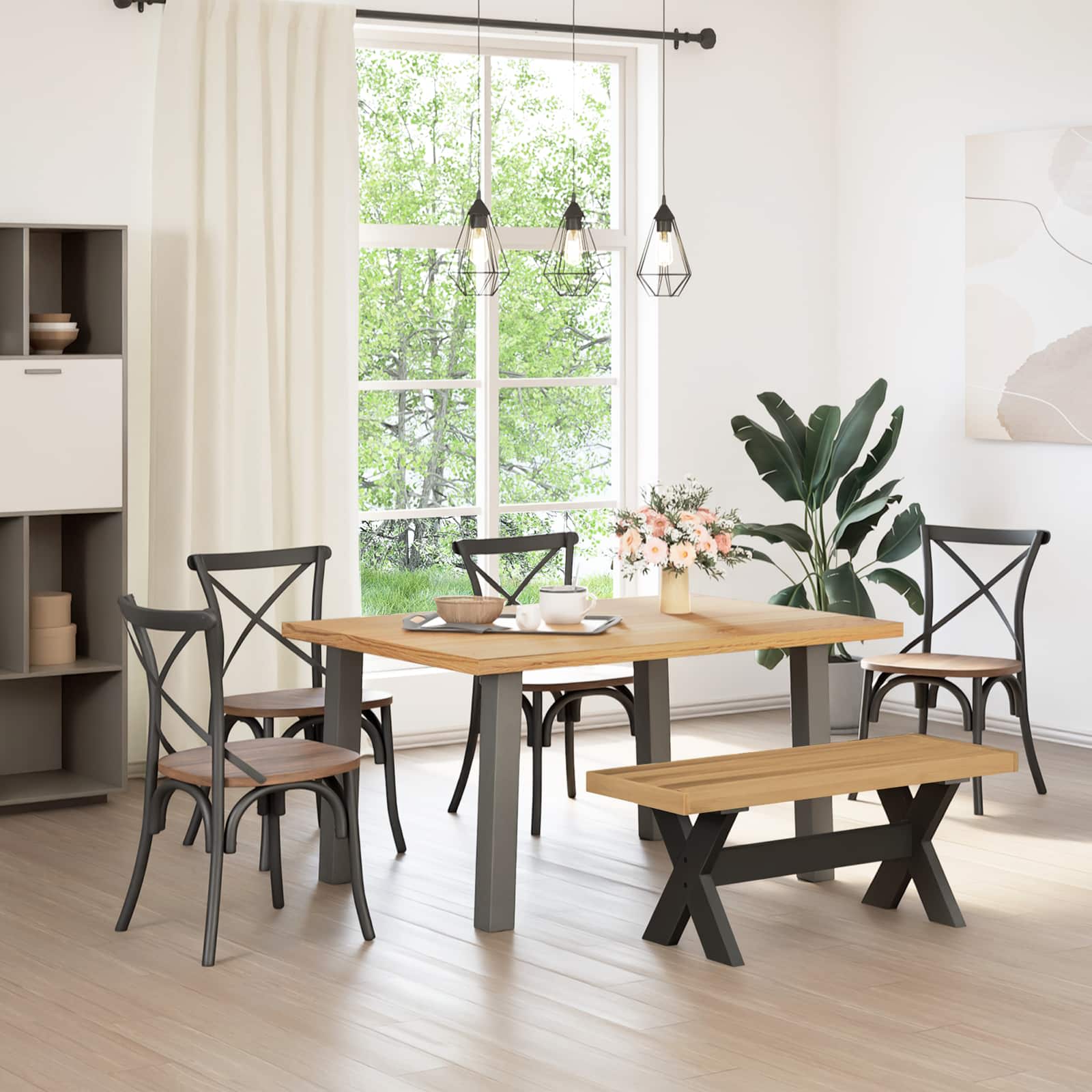 Eetbank NOAIN 120 x 41 x 45 cm Massief grenenhout Naturel is nu te koop bij PeponiXL, paradijselijk wonen!