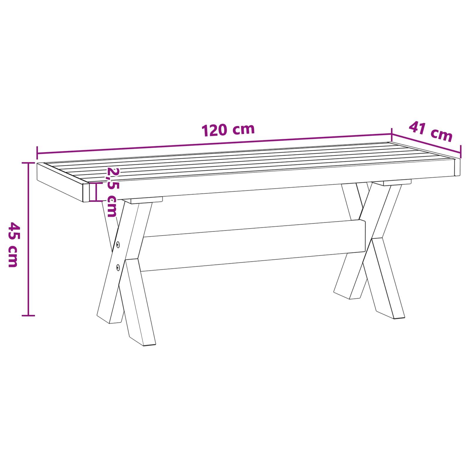 Eetbank NOAIN 120 x 41 x 45 cm Massief grenenhout Naturel is nu te koop bij PeponiXL, paradijselijk wonen!