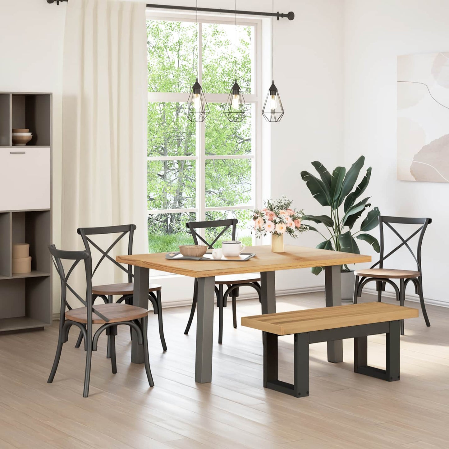 Eetbank NOAIN 120 x 41 x 45 cm Massief grenenhout Naturel is nu te koop bij PeponiXL, paradijselijk wonen!