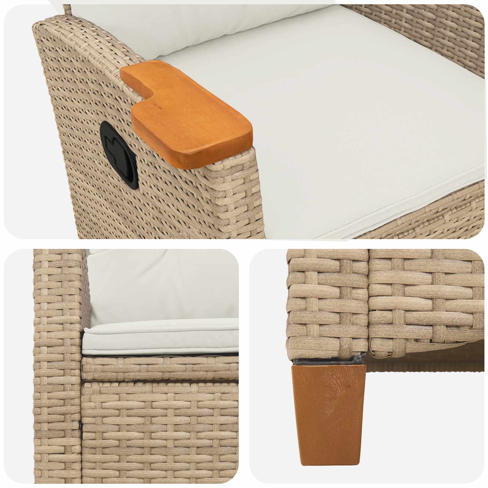 Verstelbare stoel met theeplaat 62 x 64 x 112 cm poly rattan is nu te koop bij PeponiXL, paradijselijk wonen!