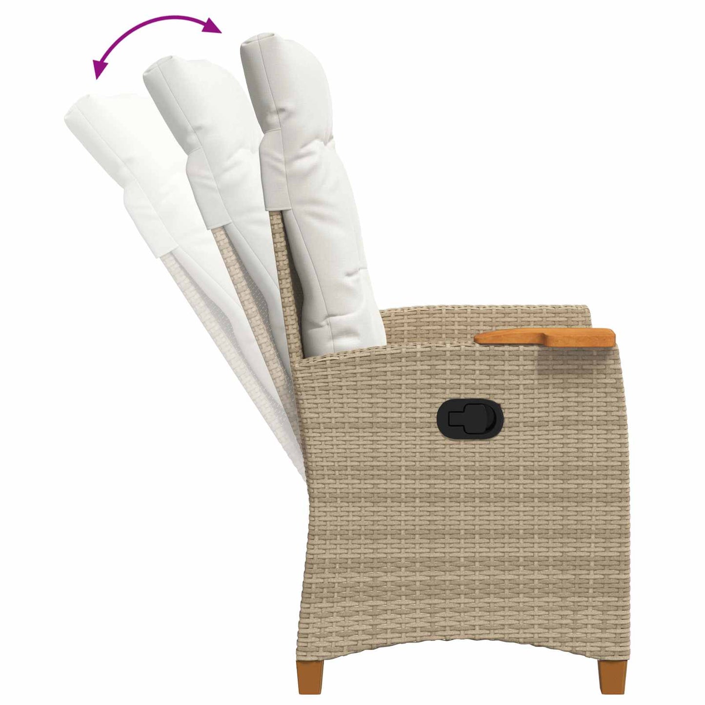 Verstelbare stoel met theeplaat 62 x 64 x 112 cm poly rattan is nu te koop bij PeponiXL, paradijselijk wonen!