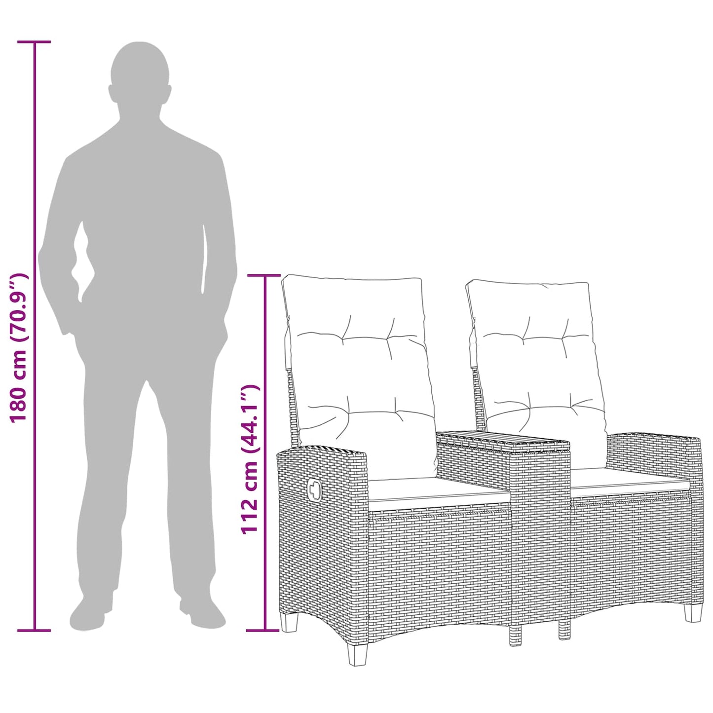Ligbank met tafel Zwart en Cream Wit 126 x 65 x 112 cm is nu te koop bij PeponiXL, paradijselijk wonen!