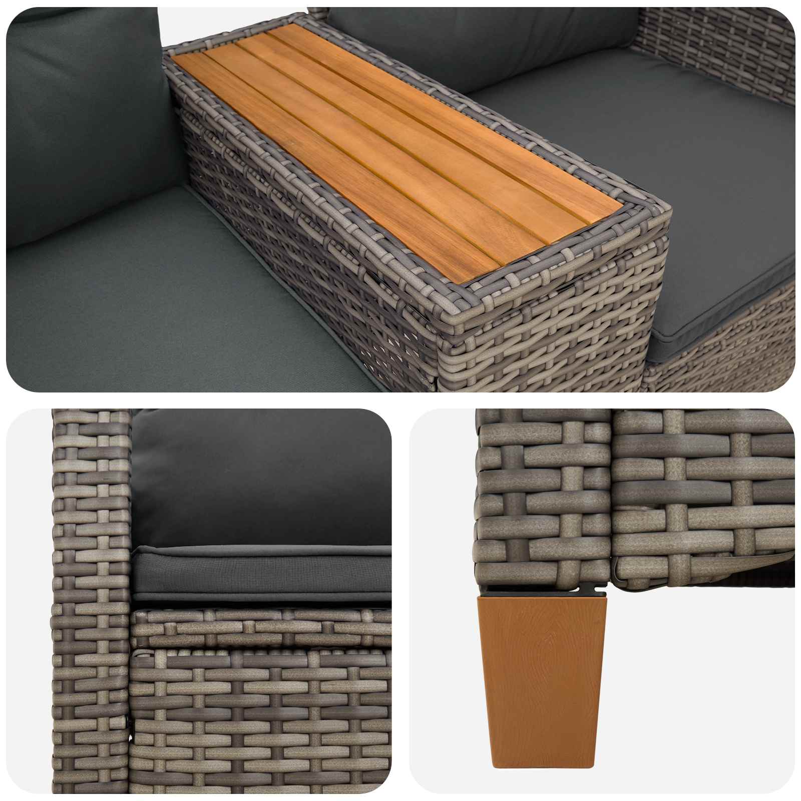 Ligbank met tafel Grijs en Donkergrijs 126 x 65 x 112 cm is nu te koop bij PeponiXL, paradijselijk wonen!