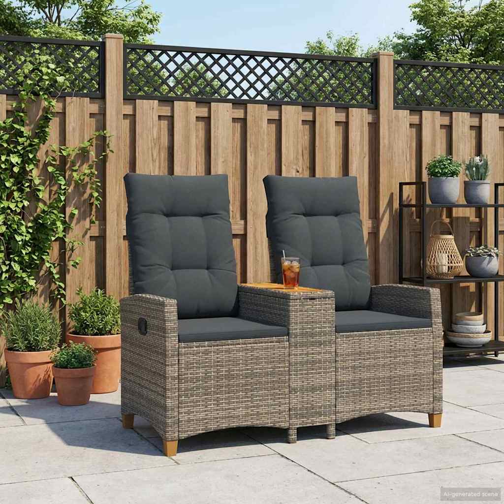 Ligbank met tafel Grijs en Donkergrijs 126 x 65 x 112 cm is nu te koop bij PeponiXL, paradijselijk wonen!