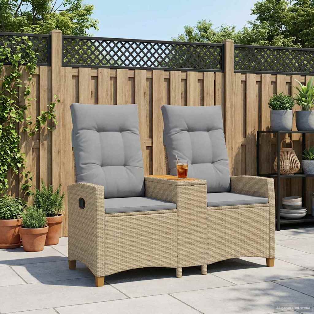 Ligbank met tafel Beige en Licht Grijs 126 x 65 x 112 cm is nu te koop bij PeponiXL, paradijselijk wonen!