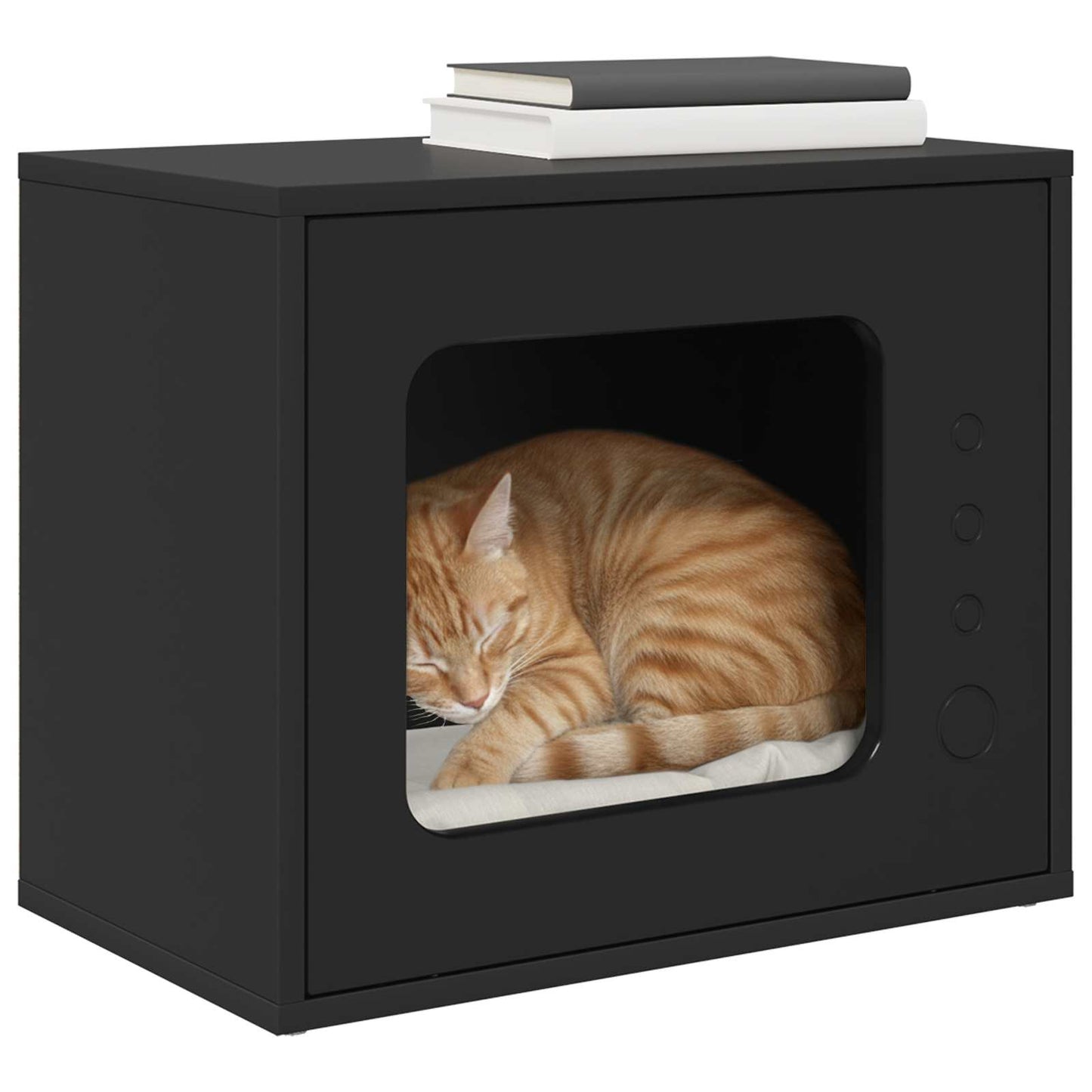 Kattenhuis Zwart 51 x 30 x 42,5 cm Bewerkt hout is nu te koop bij PeponiXL, paradijselijk wonen!