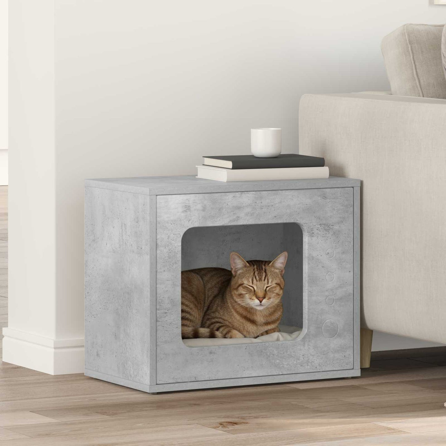 Kattenhuis Beton 51 x 30 x 42,5 cm Bewerkt hout is nu te koop bij PeponiXL, paradijselijk wonen!