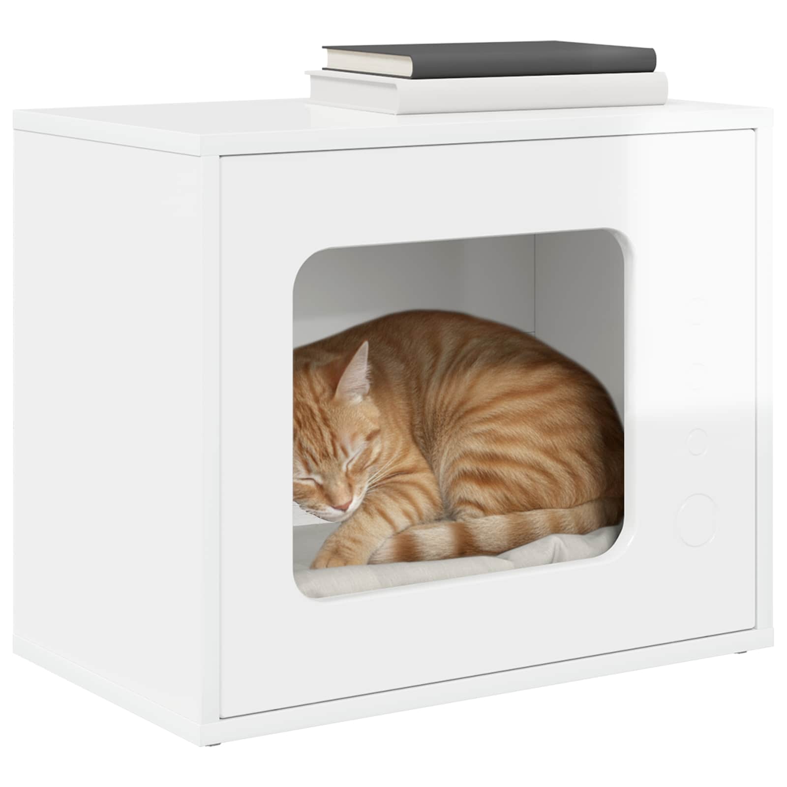 Kattenhuis Glanzend Wit 51 x 30 x 42,5 cm Bewerkt hout is nu te koop bij PeponiXL, paradijselijk wonen!