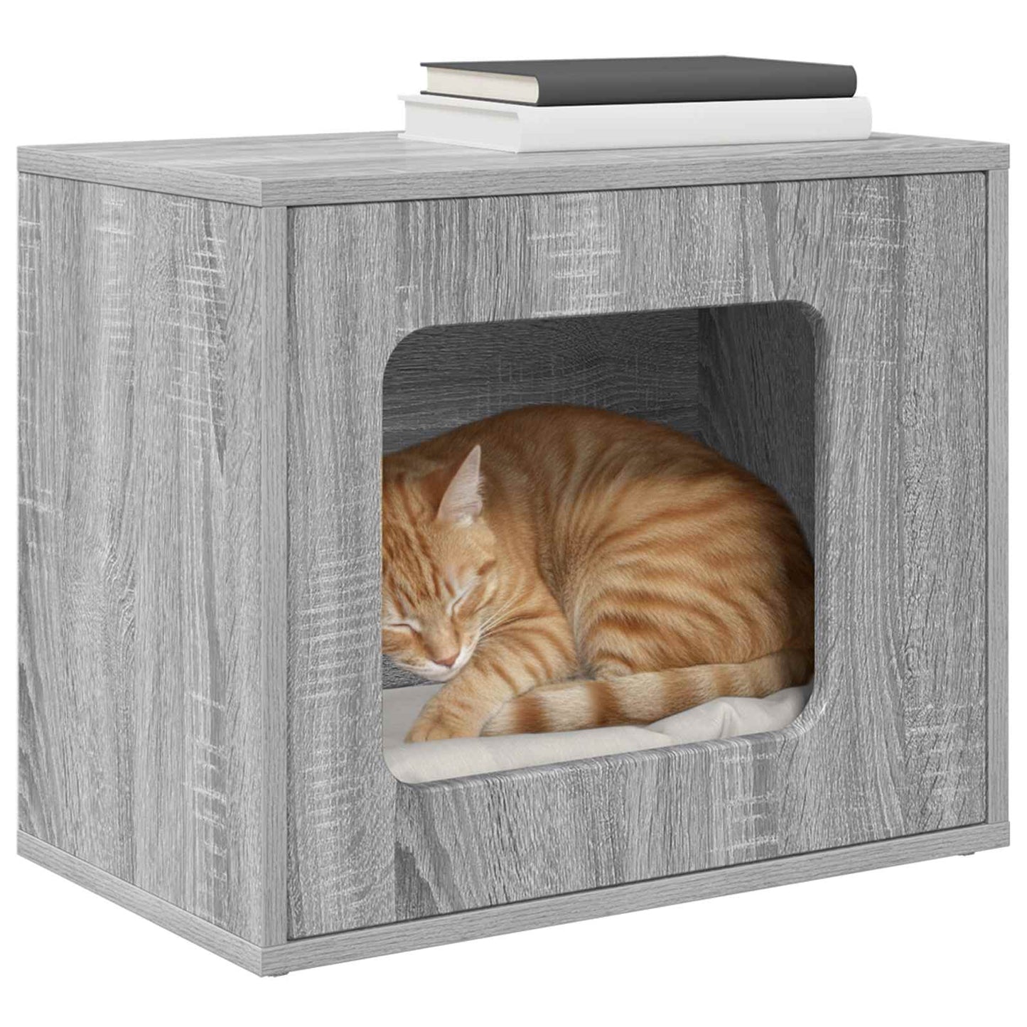 Kattenhuis Grijs Sonoma 51 x 30 x 42,5 cm Bewerkt hout is nu te koop bij PeponiXL, paradijselijk wonen!
