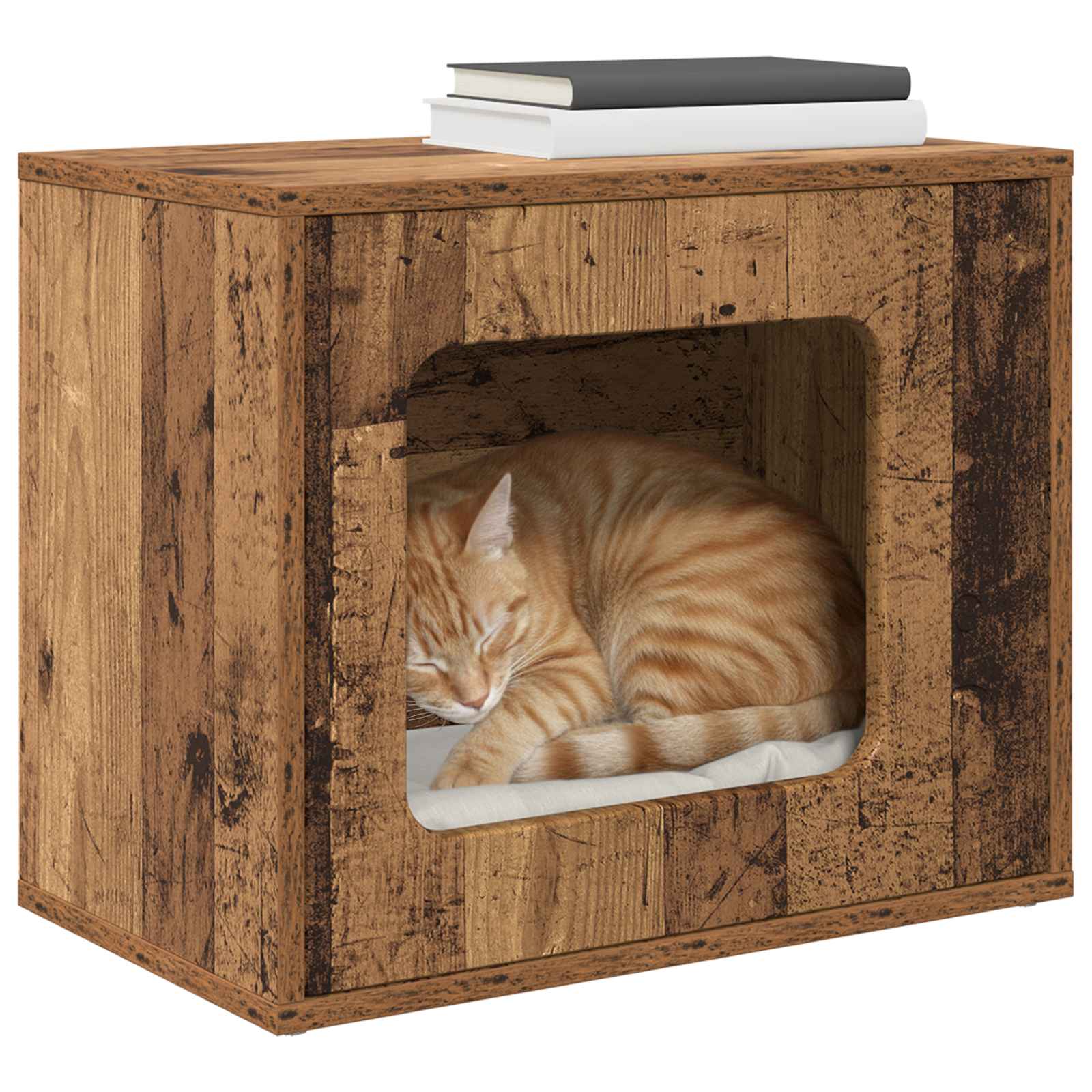 Kattenhuis Oudhout 51 x 30 x 42,5 cm Bewerkt hout is nu te koop bij PeponiXL, paradijselijk wonen!