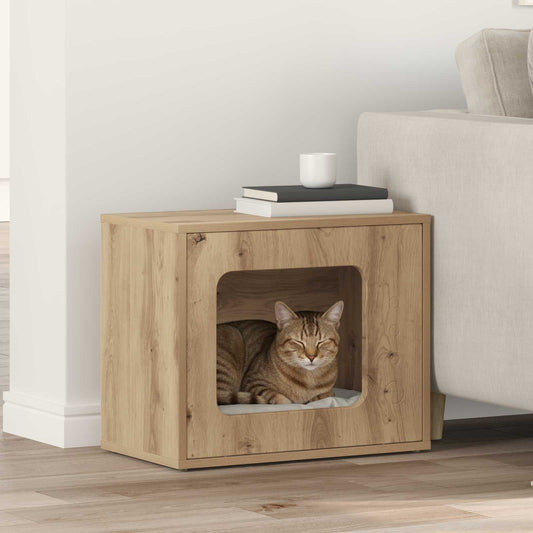 Kattenhuis Ambachtelijk eiken 51 x 30 x 42,5 cm Bewerkt hout is nu te koop bij PeponiXL, paradijselijk wonen!