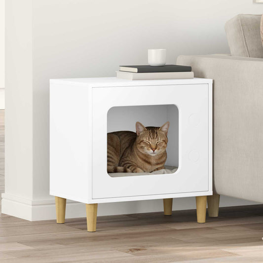 Kattenhuis Wit 51 x 30 x 52 cm Bewerkt hout is nu te koop bij PeponiXL, paradijselijk wonen!