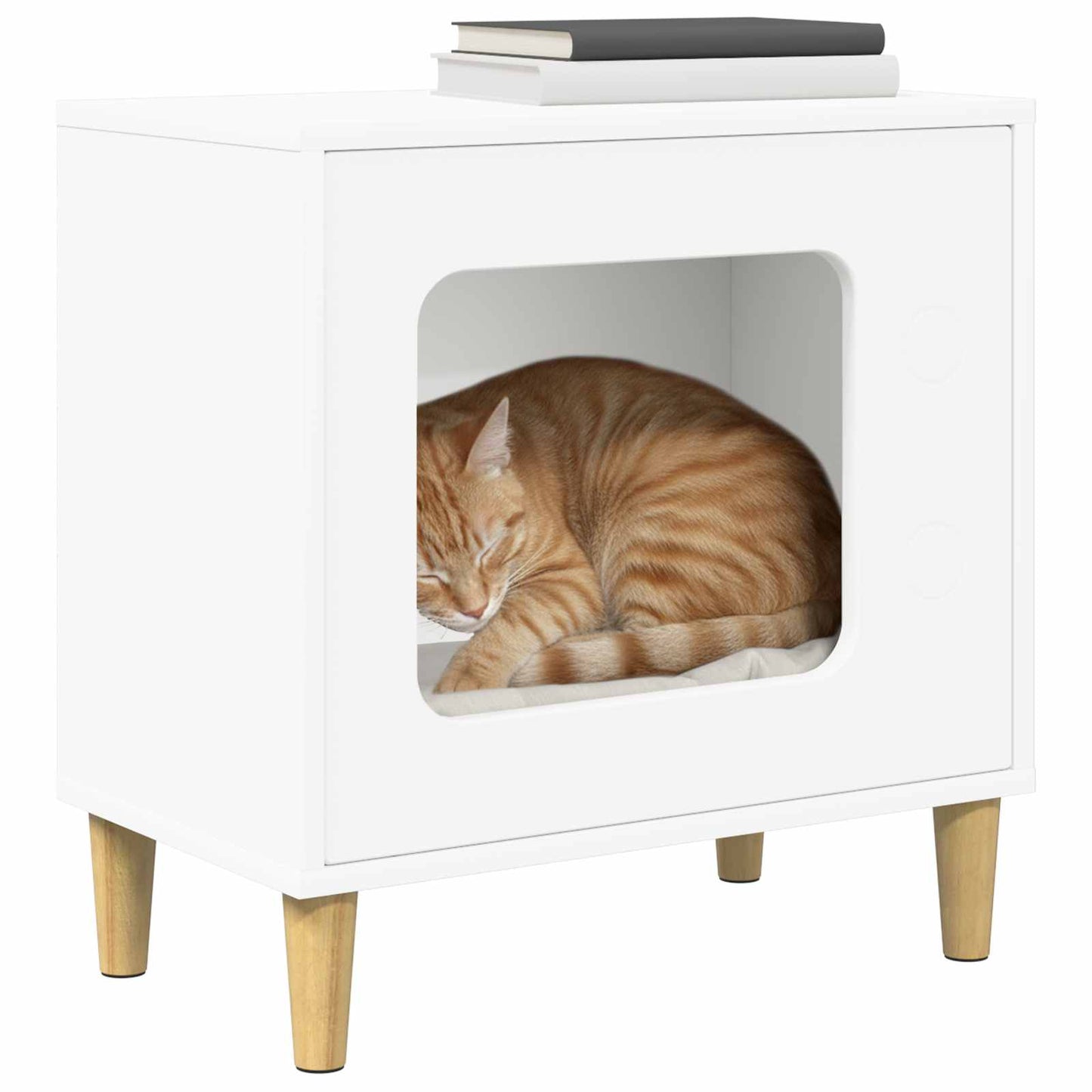 Kattenhuis Wit 51 x 30 x 52 cm Bewerkt hout is nu te koop bij PeponiXL, paradijselijk wonen!