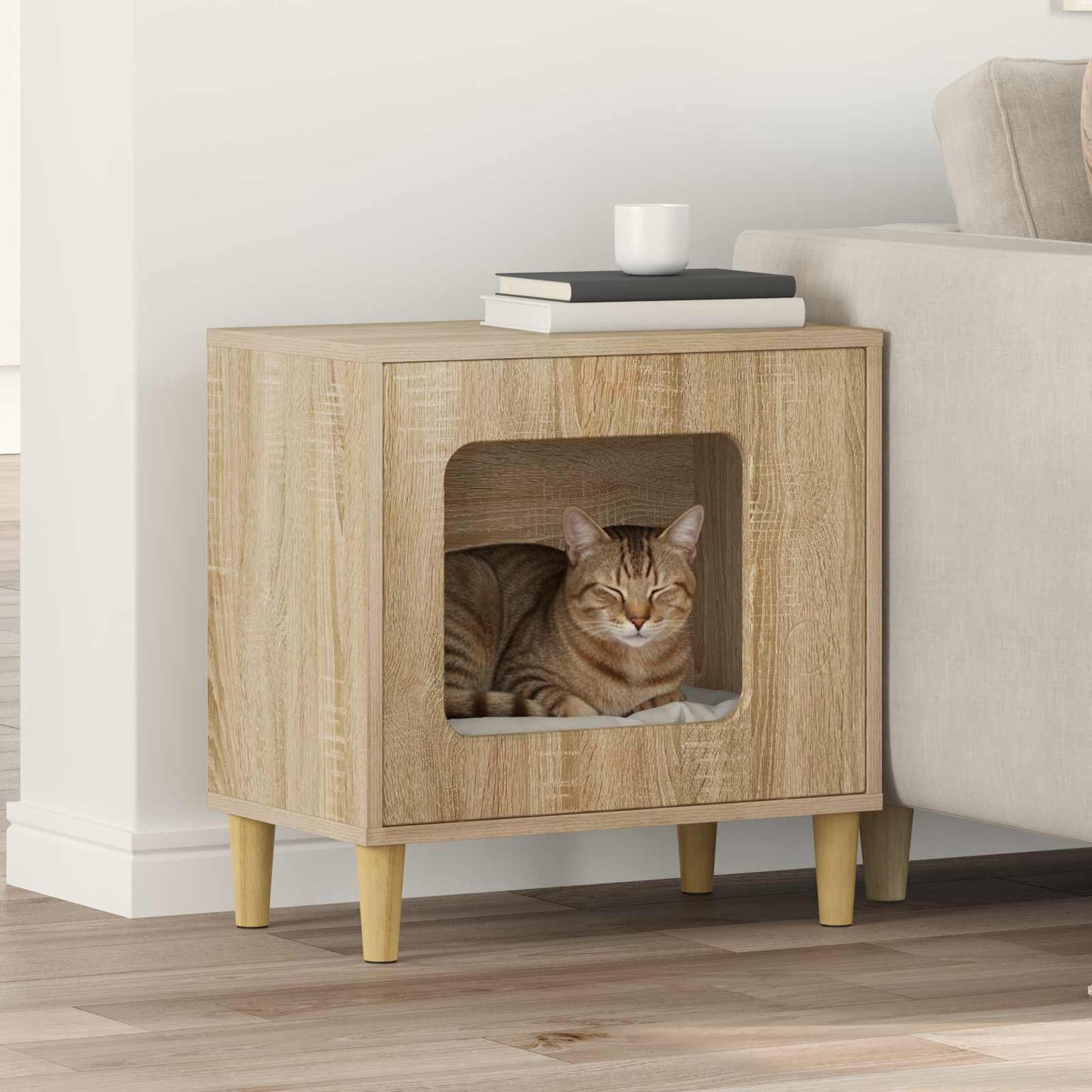 Kattenhuis Sonoma 51 x 30 x 52 cm Bewerkt hout is nu te koop bij PeponiXL, paradijselijk wonen!