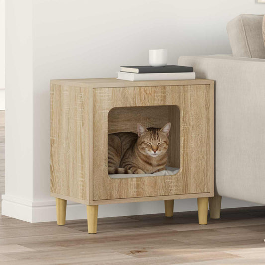 Kattenhuis Sonoma 51 x 30 x 52 cm Bewerkt hout is nu te koop bij PeponiXL, paradijselijk wonen!