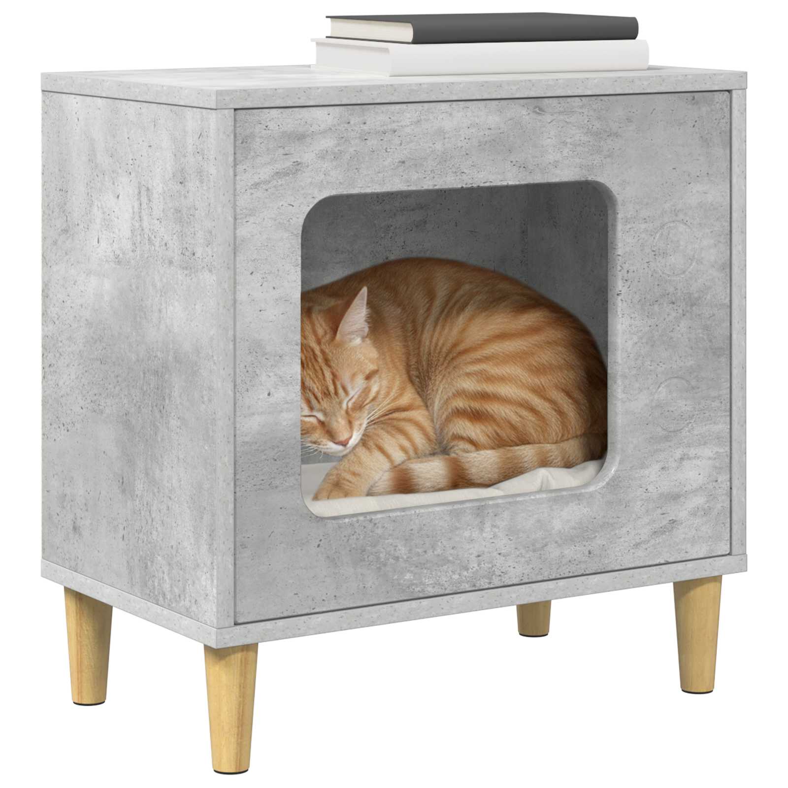 Kattenhuis Beton 51 x 30 x 52 cm Bewerkt hout is nu te koop bij PeponiXL, paradijselijk wonen!
