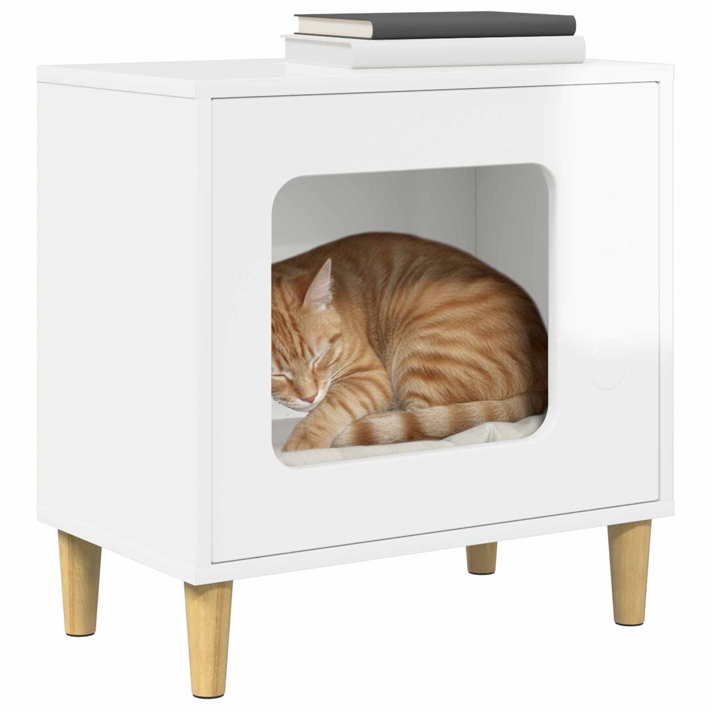 Kattenhuis Glanzend Wit 51 x 30 x 52 cm Bewerkt hout is nu te koop bij PeponiXL, paradijselijk wonen!