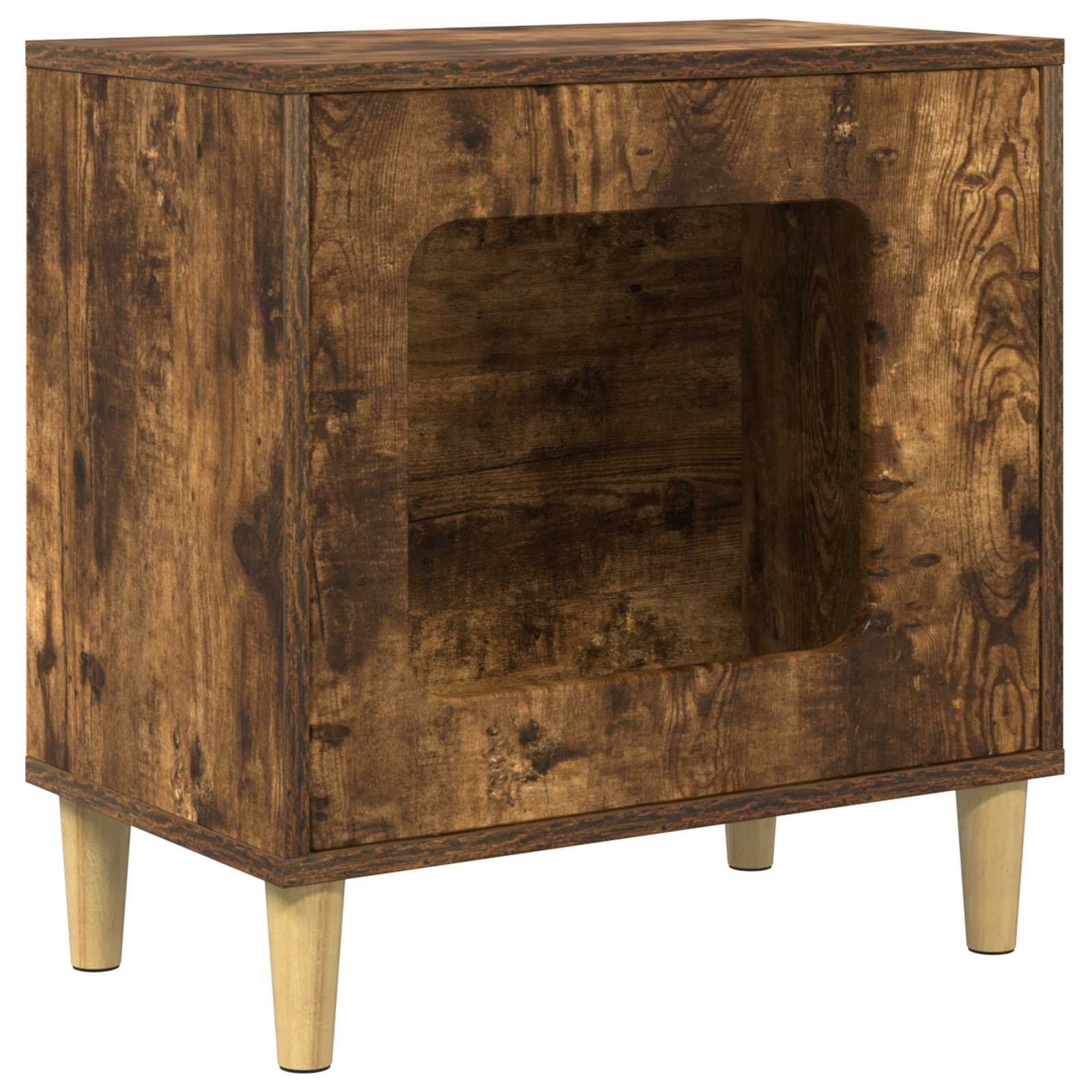 Kattenhuis Gerookt eiken 51 x 30 x 52 cm Bewerkt hout is nu te koop bij PeponiXL, paradijselijk wonen!