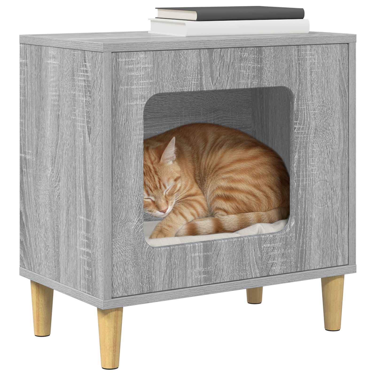 Kattenhuis Grijs Sonoma 51 x 30 x 52 cm Bewerkt hout is nu te koop bij PeponiXL, paradijselijk wonen!