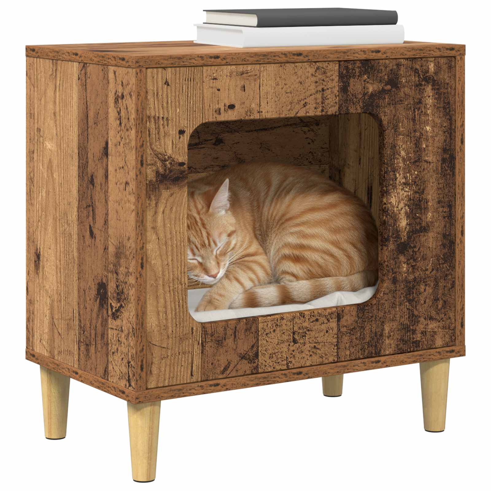 Kattenhuis Oudhout 51 x 30 x 52 cm Bewerkt hout is nu te koop bij PeponiXL, paradijselijk wonen!