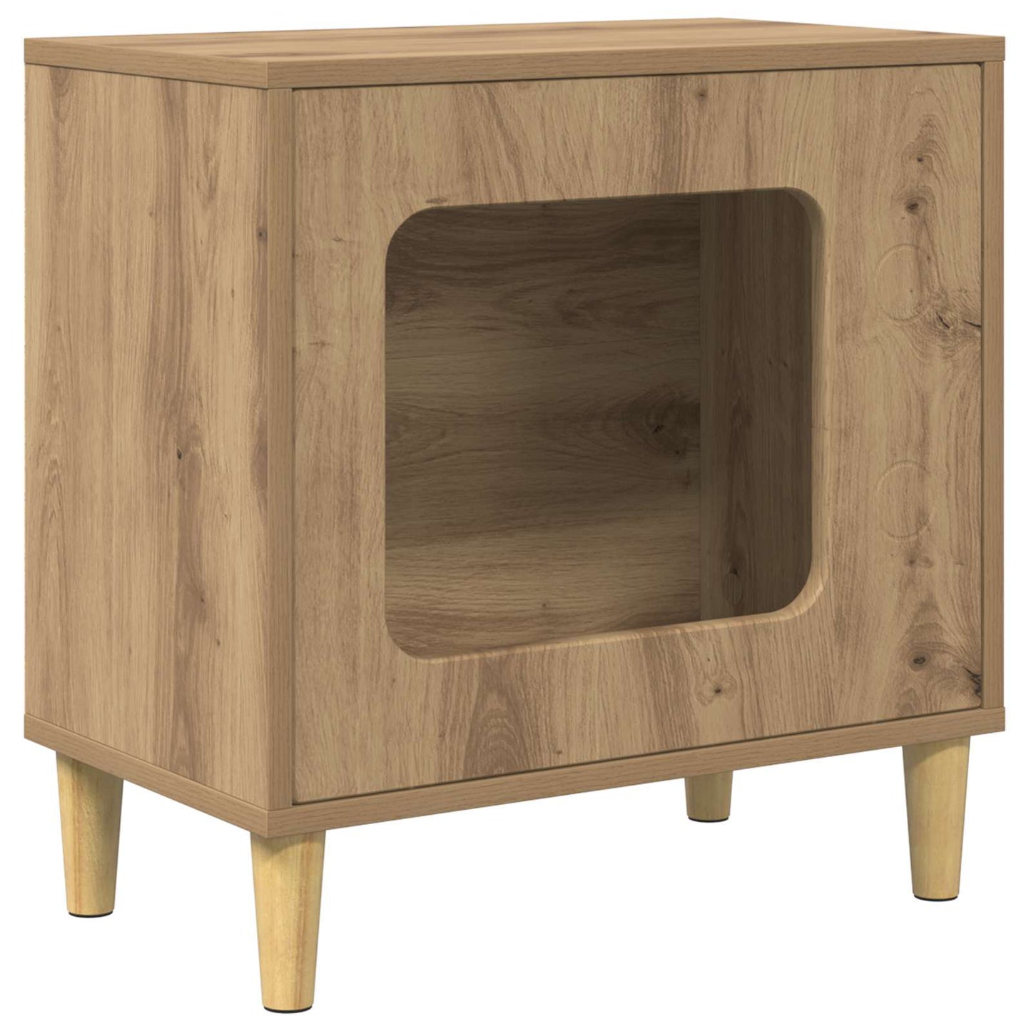 Kattenhuis Ambachtelijk eiken 51 x 30 x 52 cm Bewerkt hout is nu te koop bij PeponiXL, paradijselijk wonen!